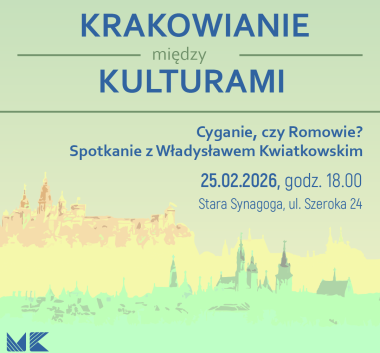 Grafika promująca wydarzenie. Zarys panoramy Krakowa.